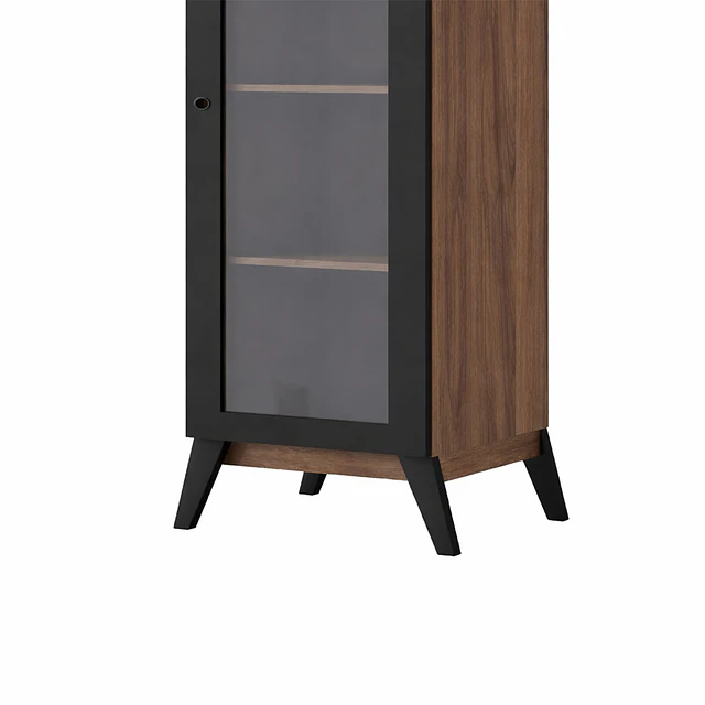 Vitrina 1 Puerta Amber Café/Negro  