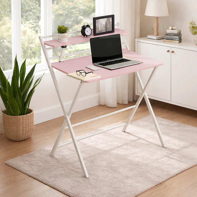 Escritorio Plegable Home Office Rosado