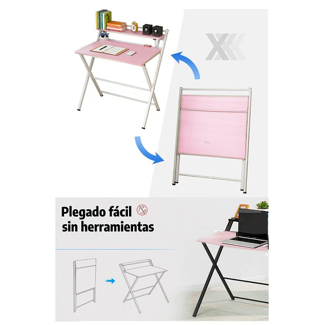 Escritorio Plegable Home Office Rosado