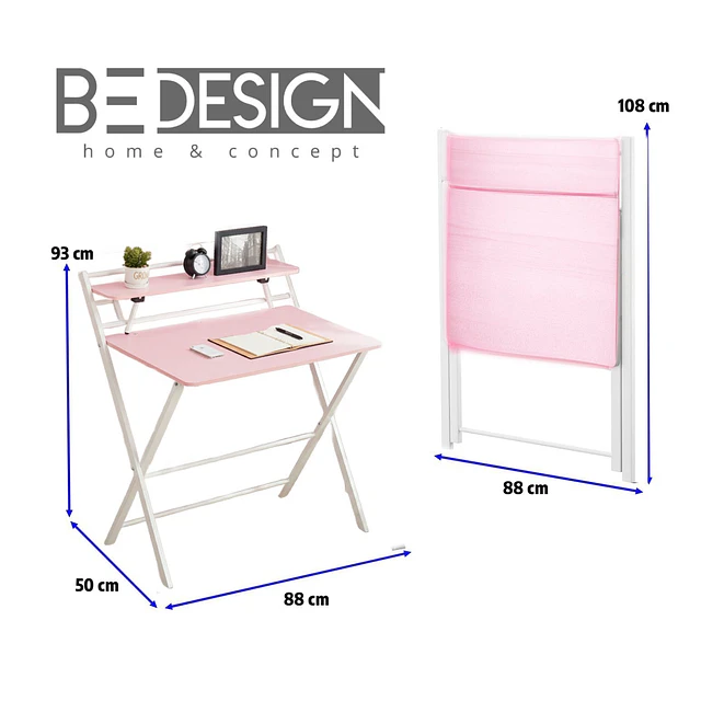 Escritorio Plegable Home Office Rosado