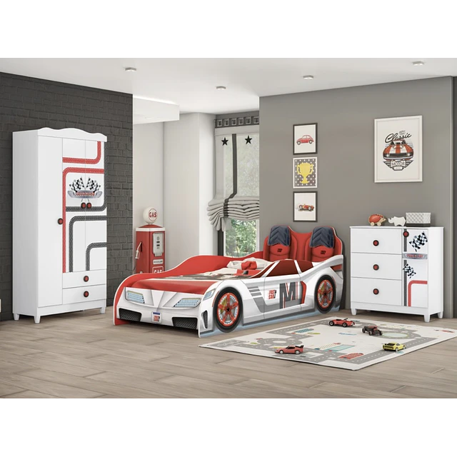 Cama Infantil Fast Car Blanca- Preventa 20 de Mayo 