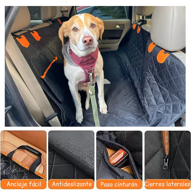 Funda Cubre Asiento Auto Perros Petscool Impermeable y Antideslizante Negra