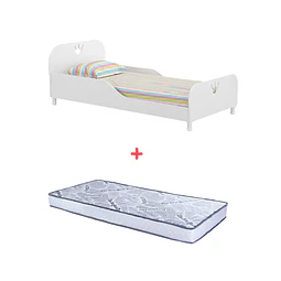 Mini Cama Transición Princesa Blanca + Colchon Cama Baby Box 150x70