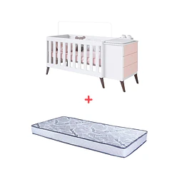 Cuna Con Cajonera Encanto Rosada+Colchon Cuna Baby Box 130x60