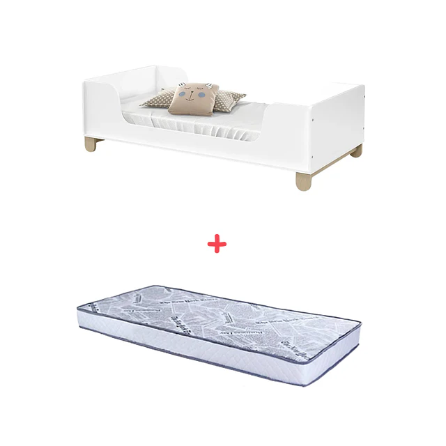 Mini Cama Zupi Blanca + Colchon Cuna Baby Box 150x70