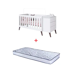 Cuna Con Cajonera Encanto Blanco+Colchon Cuna Baby Box 130x60
