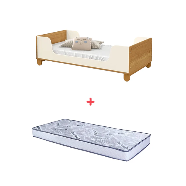 Mini Cama Zupi Blanca Caramelo + Colchon Cama Baby Box 150x70