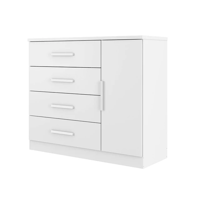 Cómoda Cajonera Blanca 1 puerta 98.7x114.6x43.8 cm MDP 4 Cajones Be Design