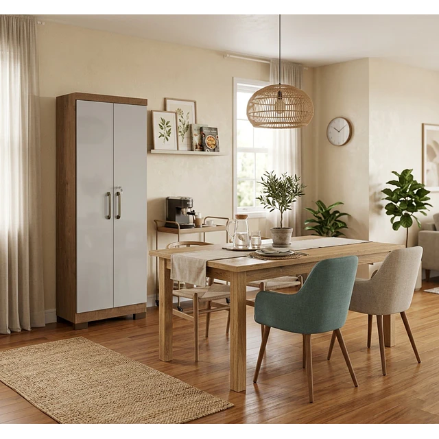 Alacena Armario Multiuso 2 Puertas con Llave Canela Arena 187x60.9x37.3 cm MDP Be Design
