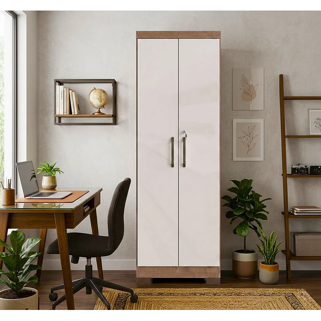 Alacena Armario Multiuso 2 Puertas con Llave Canela Arena 187x60.9x37.3 cm MDP Be Design