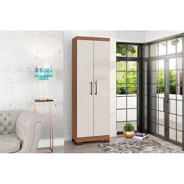 Alacena Armario Multiuso 2 Puertas con Llave Canela Arena 187x60.9x37.3 cm MDP Be Design