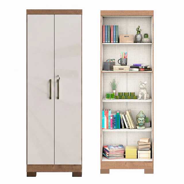 Alacena Armario Multiuso 2 Puertas con Llave Canela Arena 187x60.9x37.3 cm MDP Be Design