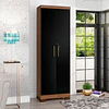 Alacena Armario Multiuso 2 Puertas con Llave Canela Negro 187x60.9x37.3 cm MDP Be Design