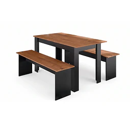 Juego de Comedor Diario 2 Banquetas Canela Negro 75.2x135x75 cm MDP Be Design