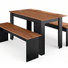 Juego de Comedor Diario 2 Banquetas Canela Negro 75.2x135x75 cm MDP Be Design