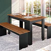 Juego de Comedor Diario 2 Banquetas Canela Negro 75.2x135x75 cm MDP Be Design