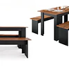 Juego de Comedor Diario 2 Banquetas Canela Negro 75.2x135x75 cm MDP Be Design