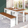Juego de Comedor Diario 2 Banquetas Blanco Canela 75.2x135x75 cm MDP Be Design