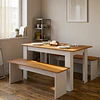 Juego de Comedor Diario 2 Banquetas Blanco Canela 75.2x135x75 cm MDP Be Design