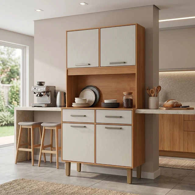 Mueble de Cocina Alacena Despensa Pop Plus Canela Arena 169.4x90.8x36.3 cm MDP Be Design
