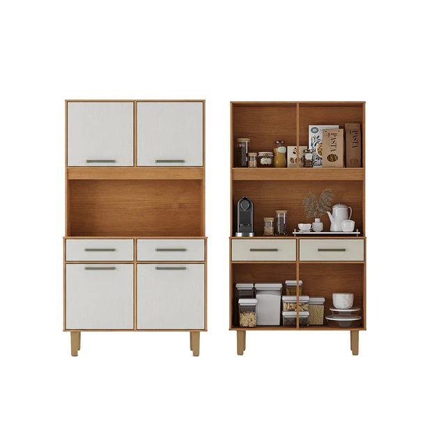 Mueble de Cocina Alacena Despensa Pop Plus Canela Arena 169.4x90.8x36.3 cm MDP Be Design