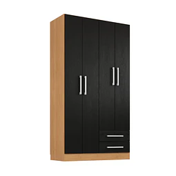 Clóset Ropero 4 Puertas 2 Cajones Canela Negro 174.3x90.4x37.8 cm MDP Be Design 