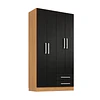 Clóset Ropero 4 Puertas 2 Cajones Canela Negro 174.3x90.4x37.8 cm MDP Be Design 