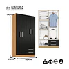 Clóset Ropero 4 Puertas 2 Cajones Canela Negro 174.3x90.4x37.8 cm MDP Be Design 