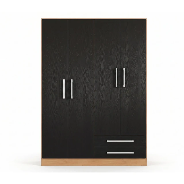 Clóset Ropero 4 Puertas 2 Cajones Canela Negro 174.3x90.4x37.8 cm MDP Be Design 