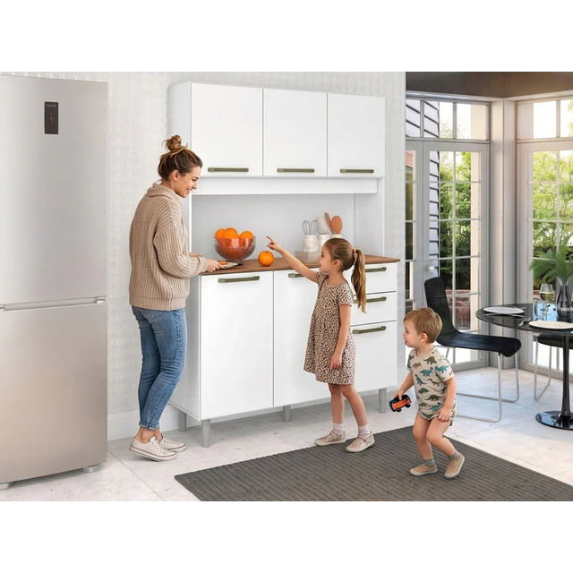 Mueble de Cocina Alacena Despensa Blanco MDP 174x120.2x37.8 cm Be Design 