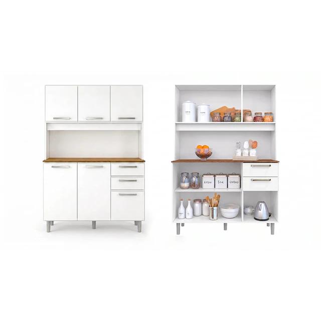 Mueble de Cocina Alacena Despensa Blanco MDP 174x120.2x37.8 cm Be Design 
