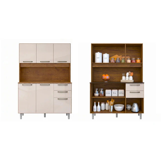 Mueble de Cocina Alacena Despensa Canela Arena MDP 174x120.2x37.8 cm Be Design 
