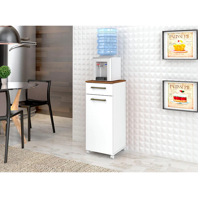 Mueble Multiuso Auxiliar de Cocina con Ruedas Blanco 86.5x36x36.3 cm MDP Be Design. 
