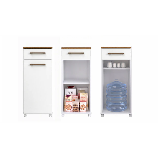Mueble Multiuso Auxiliar de Cocina con Ruedas Blanco 86.5x36x36.3 cm MDP Be Design. 