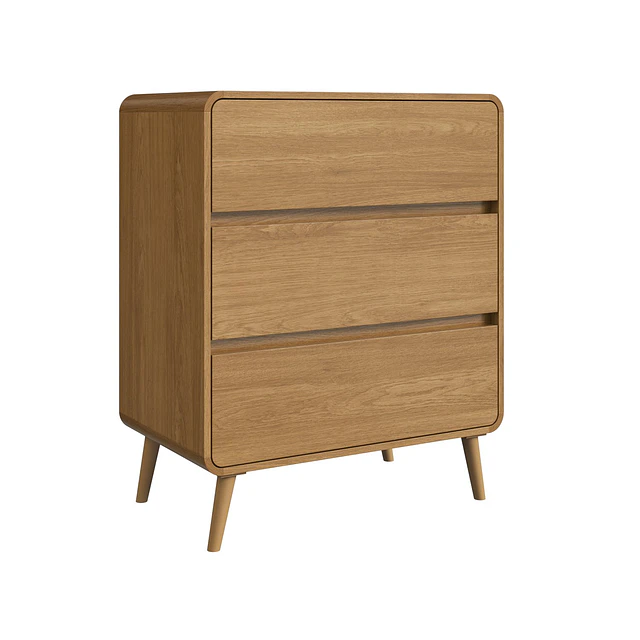 Comoda Infantil Retro 3 Cajones MDP 92.45x76.5x45 cm Kidscool Roble