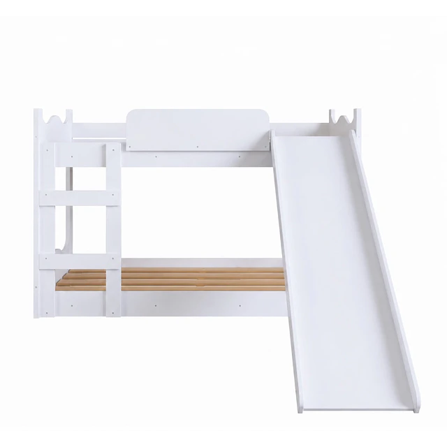 Camarote Infantil de Transición Montessori Kidscool MDP Blanco con Resbalín