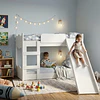 Camarote Infantil de Transición Montessori Kidscool MDP Blanco con Resbalín