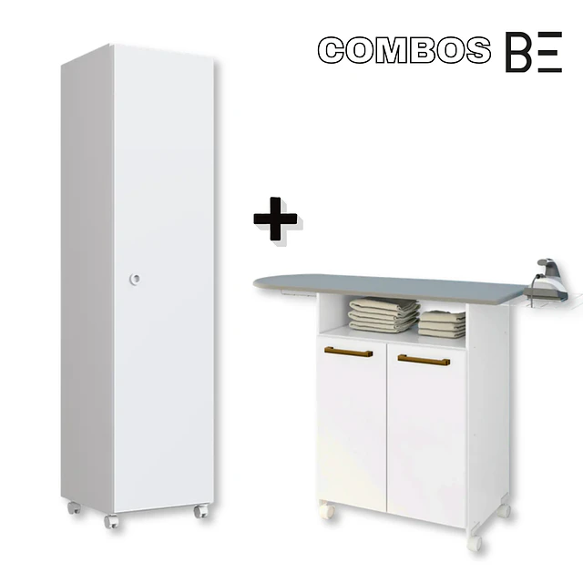 Armario multiuso Montreal + Mueble De Planchado Blanco Cinza