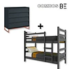 Camarote Essenciale Cr Negro C/Escalera + Cómoda Noah Design Grafito Base Cobre