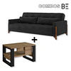 Mesa de Centro Moderna Industrial Madera Negro  + Sofa Cama Grecia Negro