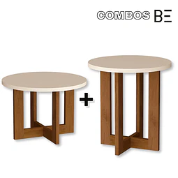 Mesa De Centro Redonda Be Perla+Mesa Lateral Be Perla