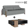Sofa Cama Grecia Gris + Mesa De Centro b93 Negro Castaño