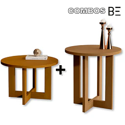 Mesa De Centro Redonda Be Caramelo + Mesa Lateral Redonda Be Caramelo 