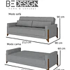 Rack Tv Verona Negro/Fume + Mesa de Centro Moderna Industrial Madera Grafito  + Sofa Grecia Gris 