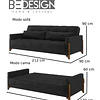 Mesa de Centro Moderna Industrial Madera Negro  + Sofa Cama Grecia Negro