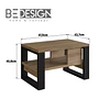 Mesa de Centro Moderna Industrial Madera Negro  + Sofa Cama Grecia Negro