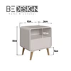 Comoda Retro 3 Cajones MDP 92.5x76.5x45 cm Beige + Velador Retro un Cajón Beige