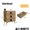 Comoda Retro 3 Cajones MDP 92.45x76.5x45 cm Roble + Velador Retro Un Cajón Roble Oscuro