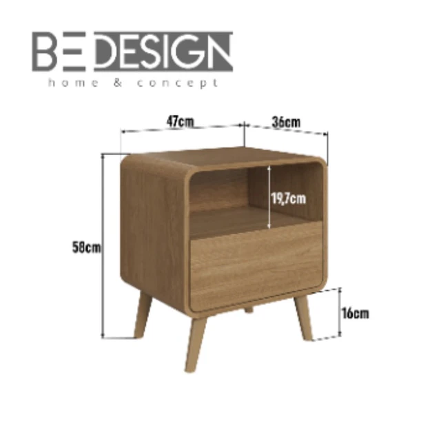 Comoda Retro 3 Cajones MDP 92.45x76.5x45 cm Roble + Velador Retro Un Cajón Roble Oscuro