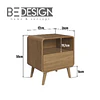 Comoda Retro 3 Cajones MDP 92.45x76.5x45 cm Roble + Velador Retro Un Cajón Roble Oscuro